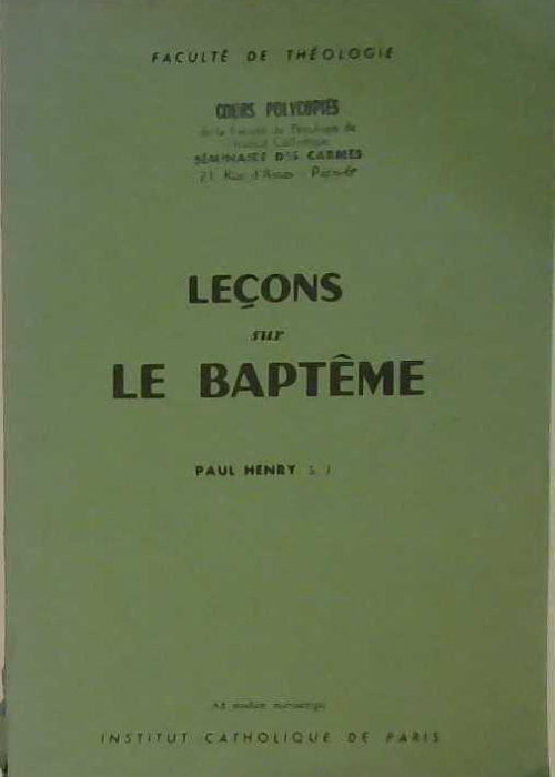 Leçon sur le baptême